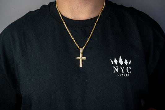 10k Yellow Gold Diamond Cross 0.96ctw