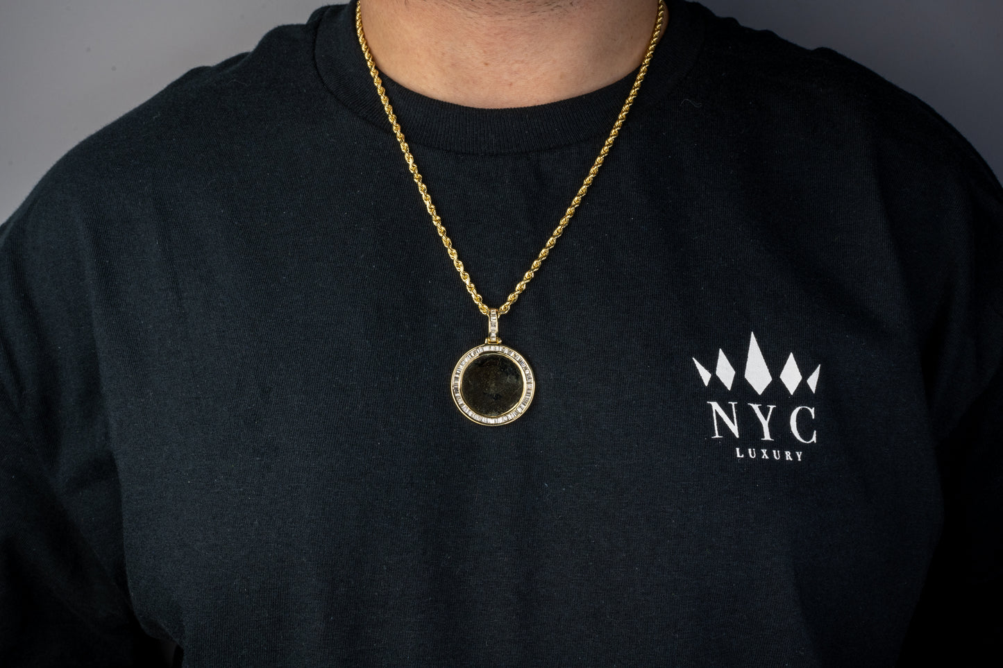 10K Yellow Gold Custom Diamond Baguette Picture Pendant 1.38ctw