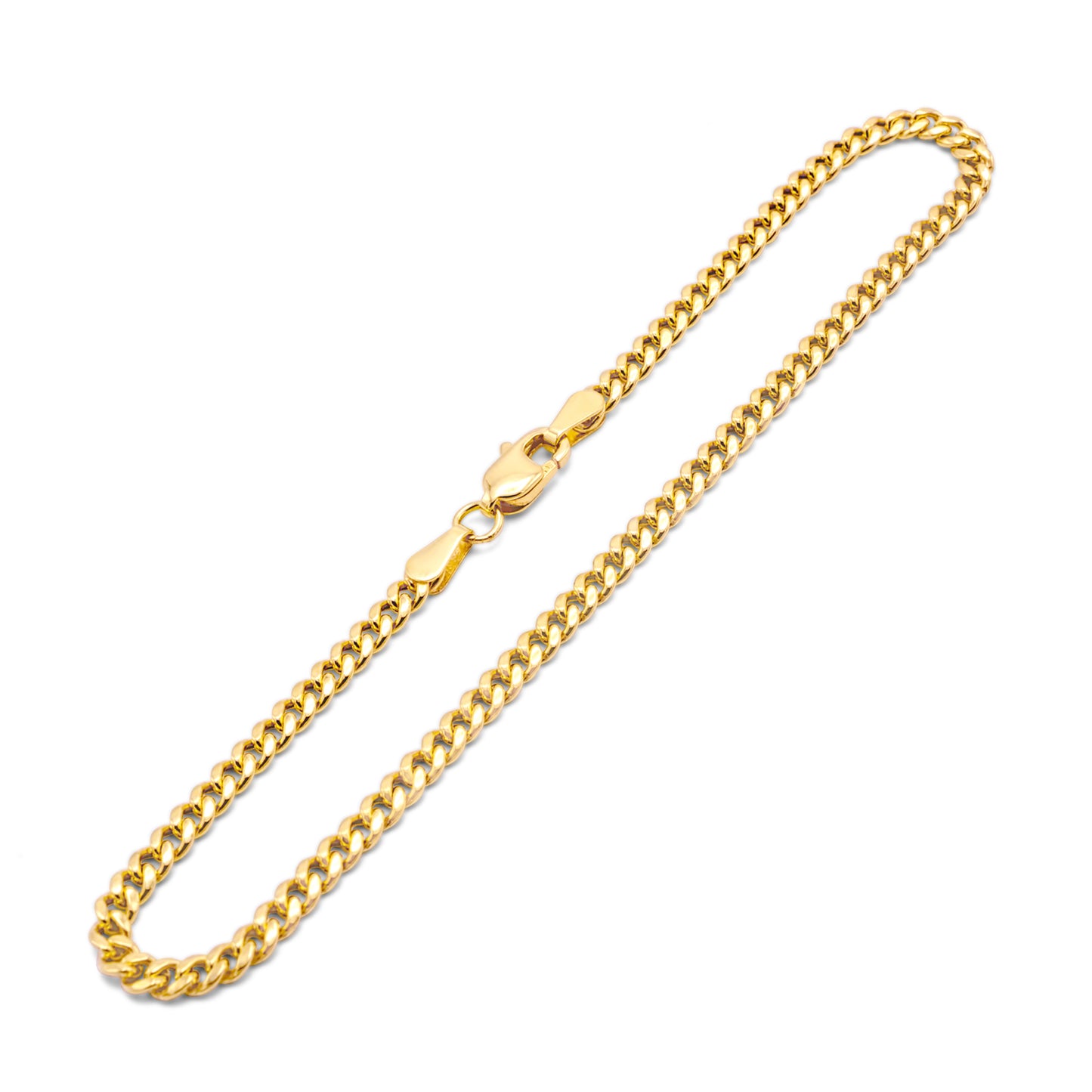10k Hollow Yellow Gold Cuban Link Bracelet 3mm