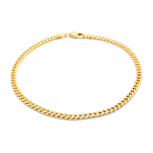 10k Hollow Yellow Gold Cuban Link Bracelet 3mm