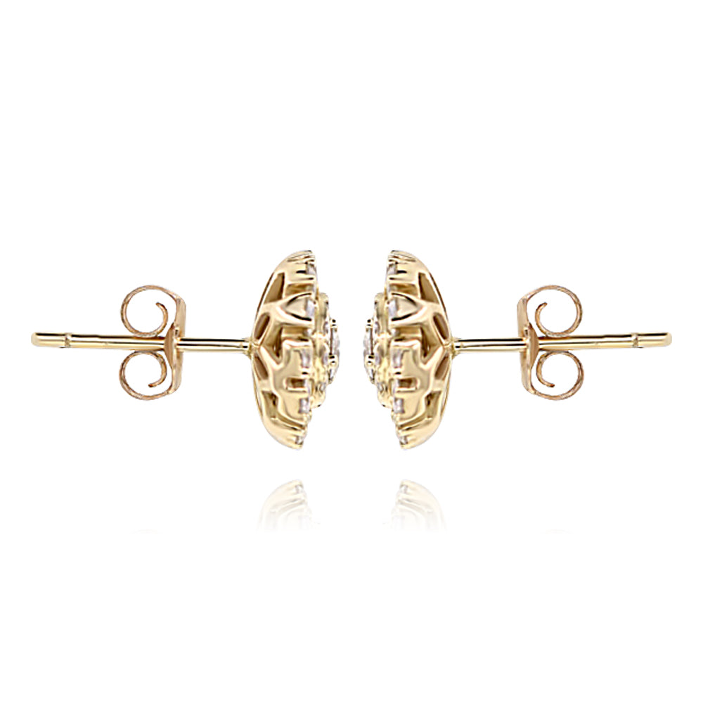 14K Yellow Gold Diamond Cluster Earrings 1.07ctw