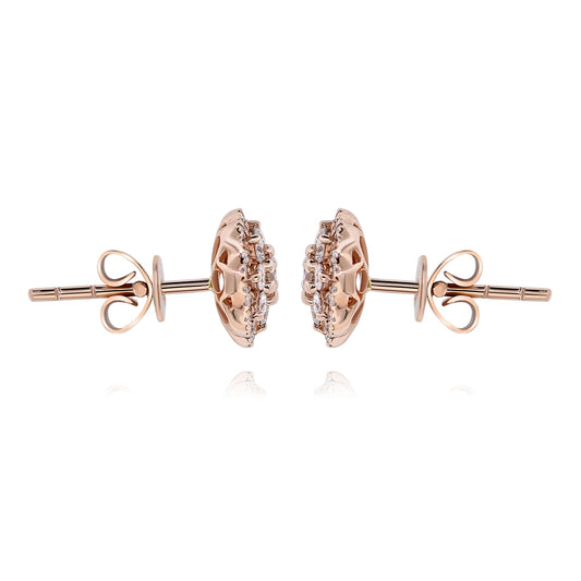 14k Rose Gold Diamond Cluster Earrings 0.52ctw