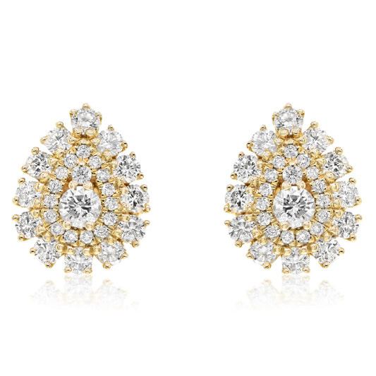 14k Yellow Gold Diamond Cluster Earrings 0.90ctw