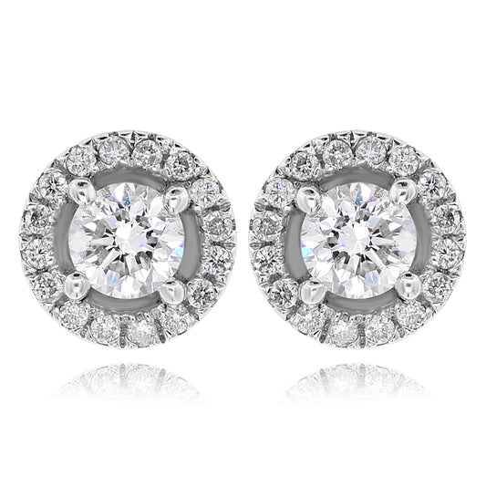 14K White Gold Diamond Cluster Earrings 1.32ctw