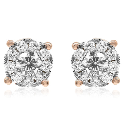 14K Rose Gold Diamond Cluster Earrings 0.39ctw