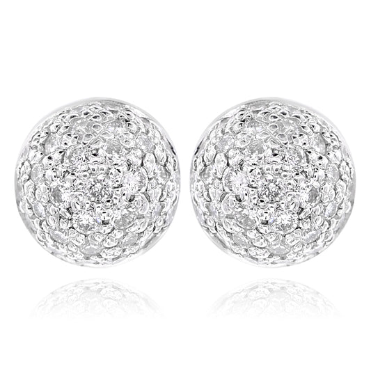 14K White Gold Diamond Cluster Earrings 1.00ctw