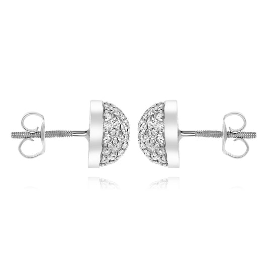 14K White Gold Diamond Cluster Earrings 1.00ctw