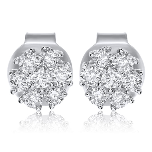 14k Solid White Gold Diamond Earrings 0.25ctw
