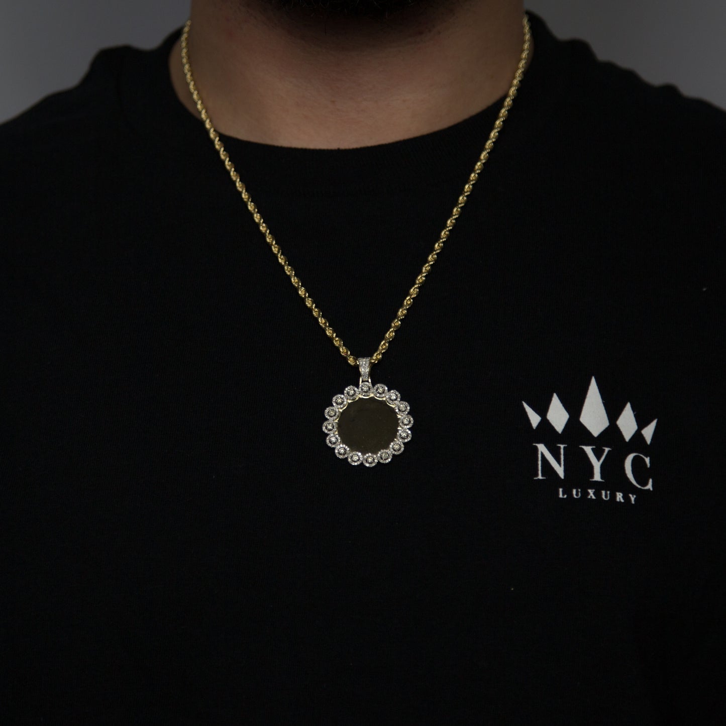 14K Yellow Gold Custom Diamond Picture Pendant 2.08ctw