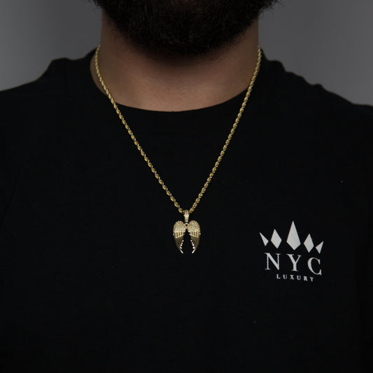 14k Angel Wings Pendant 0.43Ctw