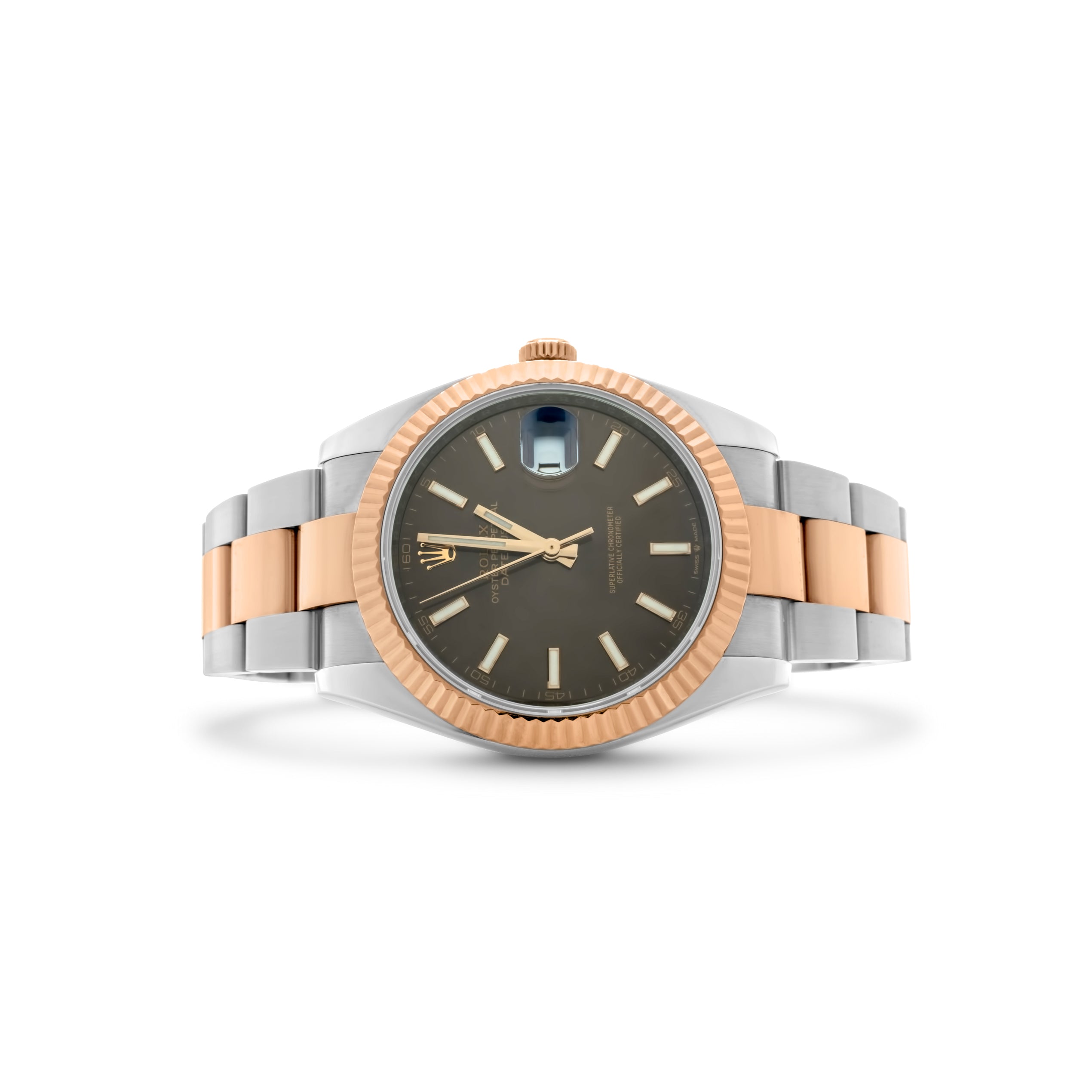 Rolex datejust two tone rose gold sales