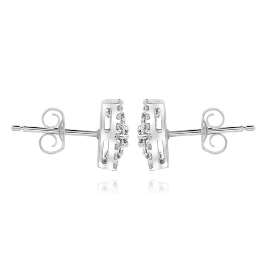 14K White Gold Diamond Cluster Earrings 0.77ctw
