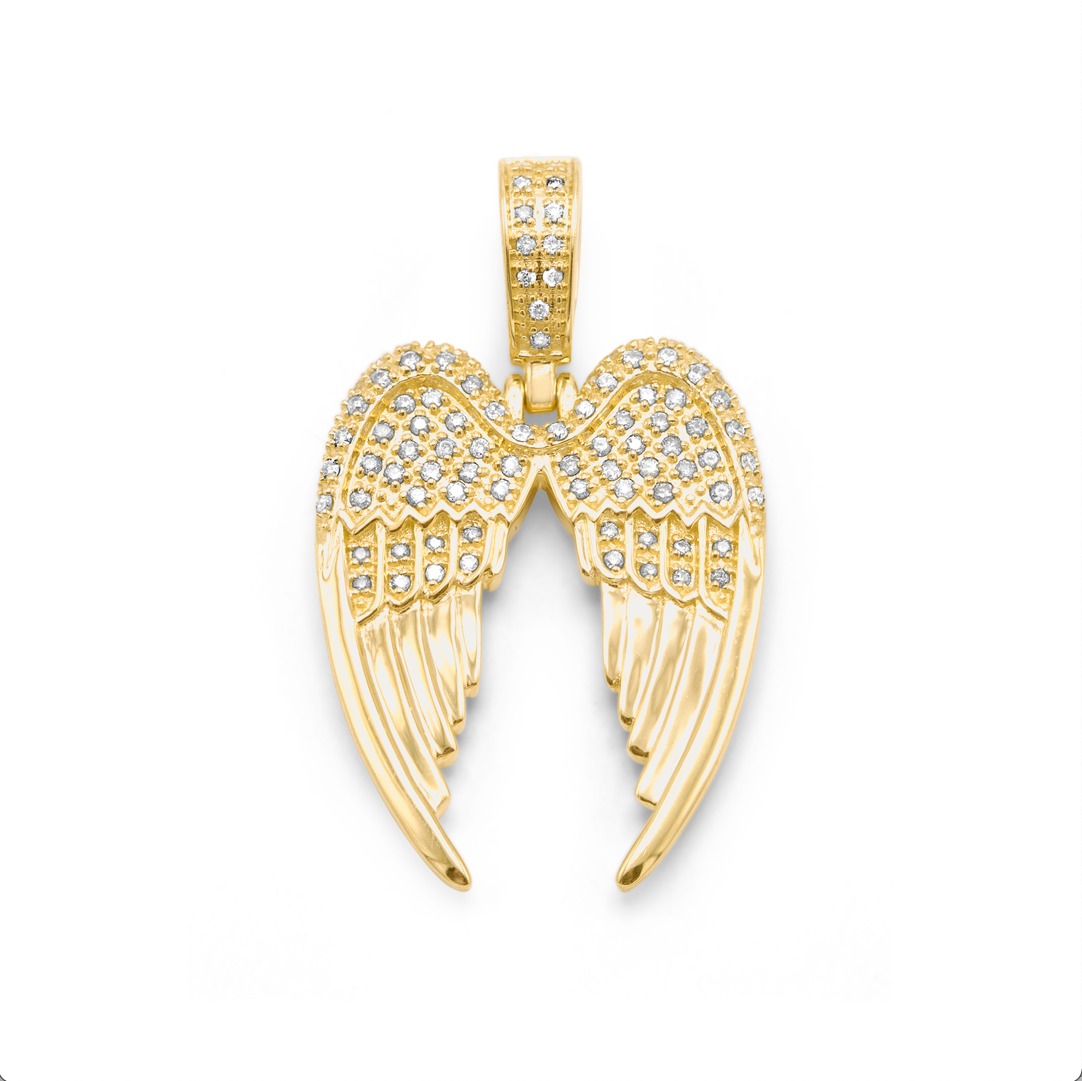 14K Yellow Gold Angel Wings Pendant 0.43ctw - Nyc Luxury