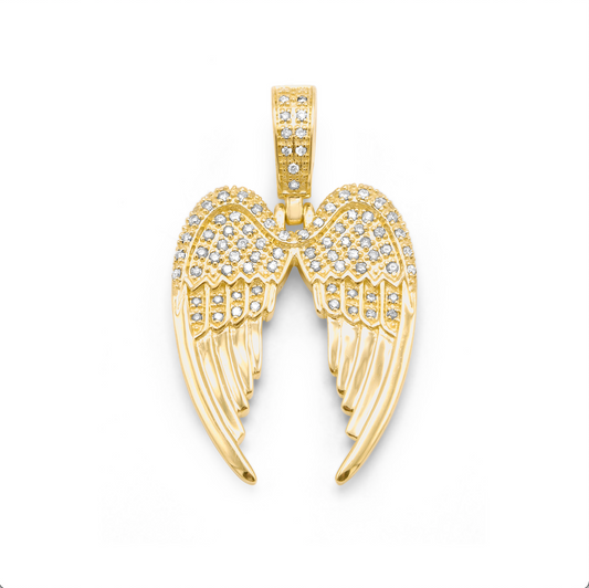 14k Angel Wings Pendant 0.43Ctw