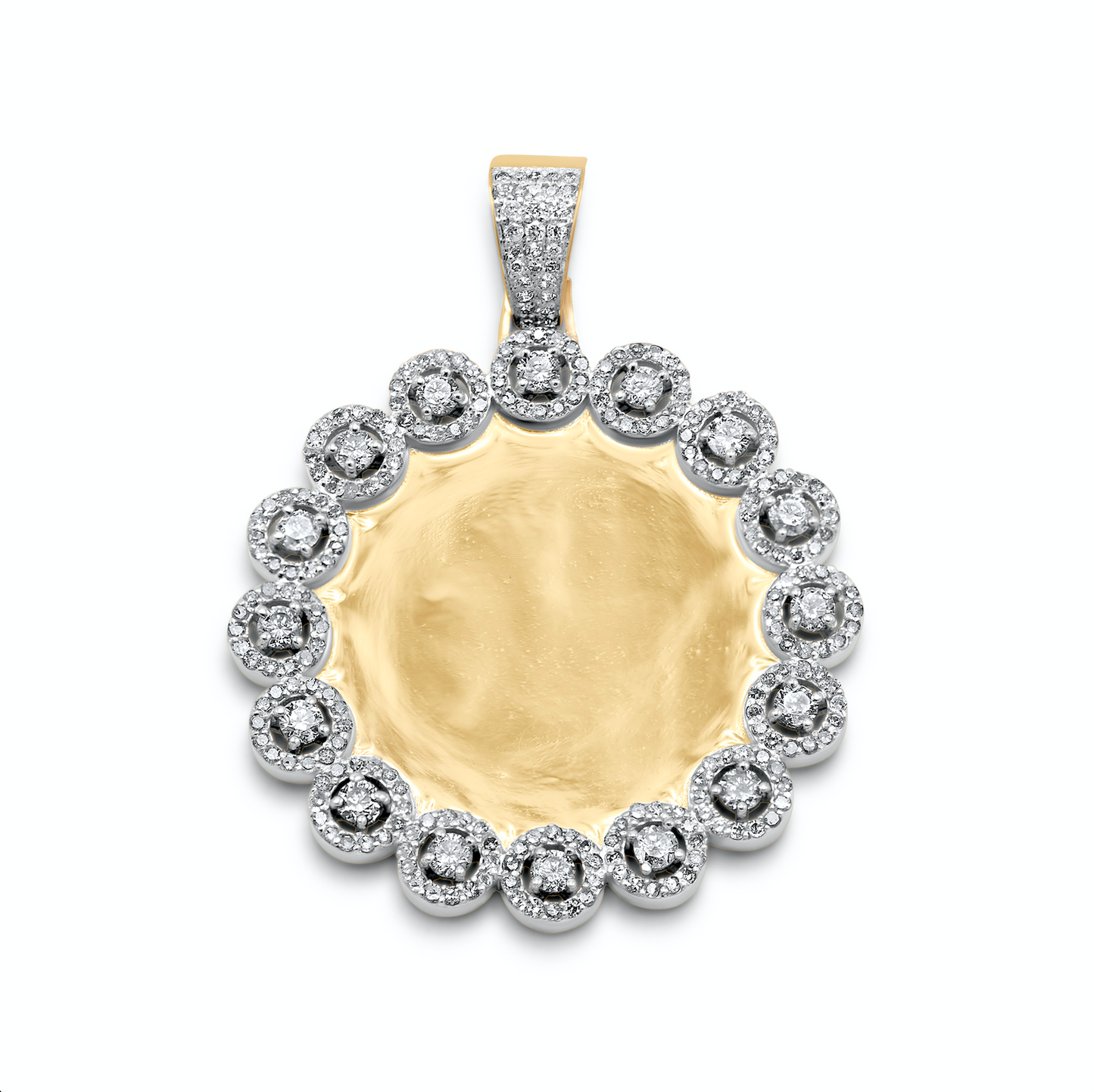 14K Yellow Gold Custom Diamond Picture Pendant 2.08ctw