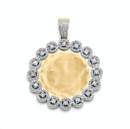 14K Yellow Gold Custom Diamond Picture Pendant 2.08ctw