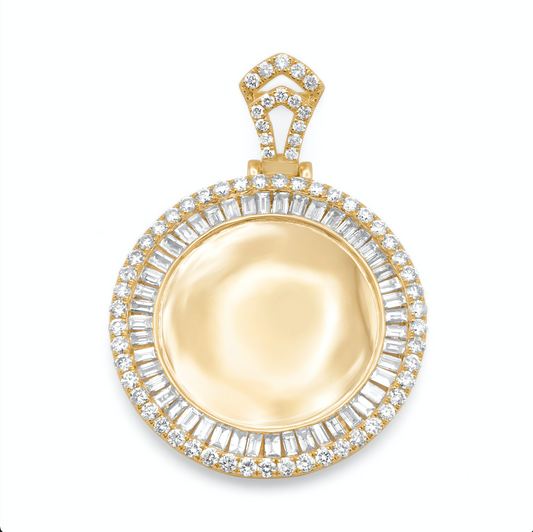 14K Yellow Gold Custom Diamond Picture Pendant 4.09ctw