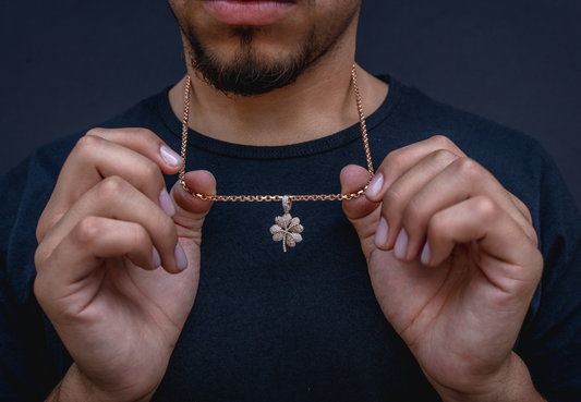 14K Rose Gold Four Leaf Clover Diamond Pendant 0.71 CTW
