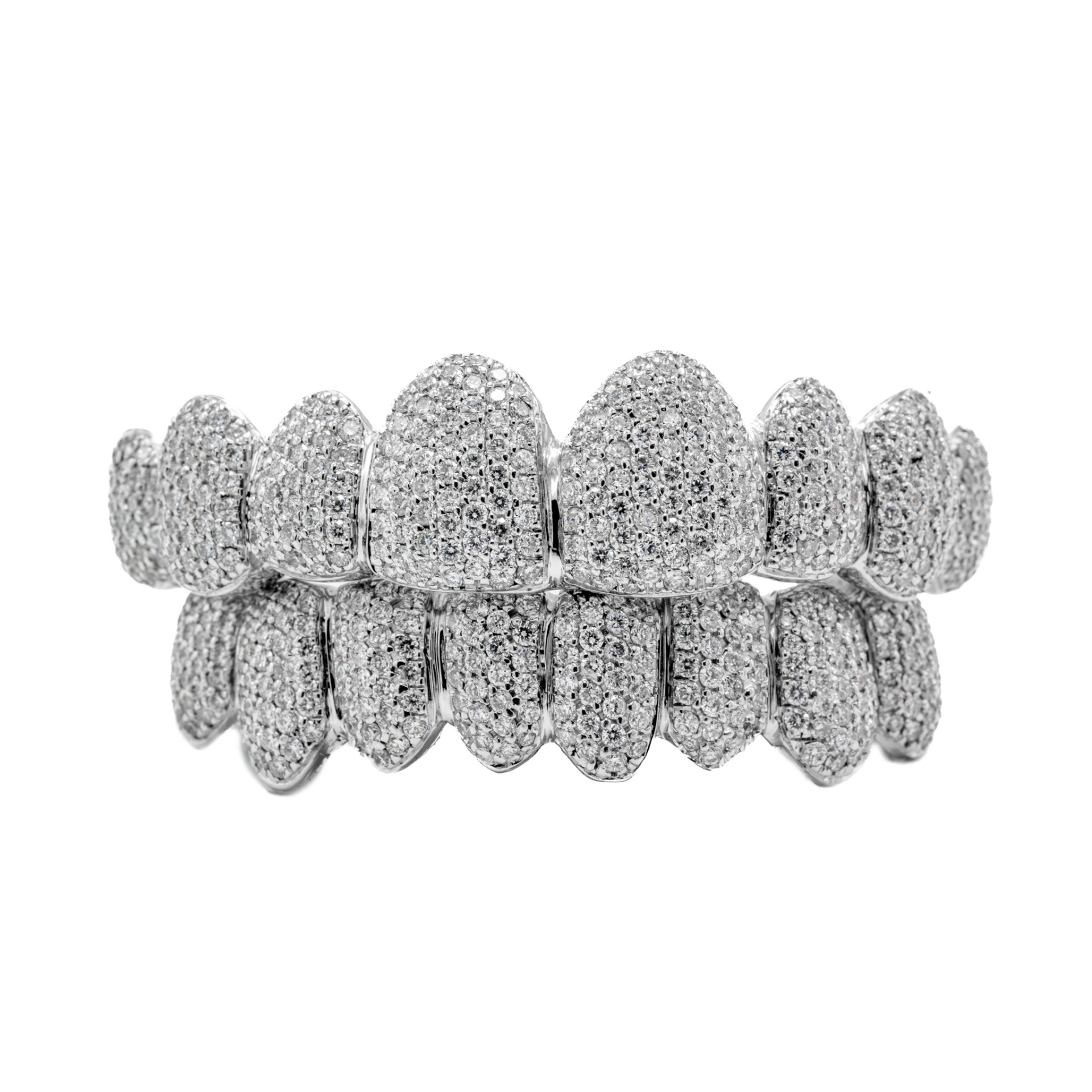14K White Gold Diamond (Top Bottom) Grillz - Main Image