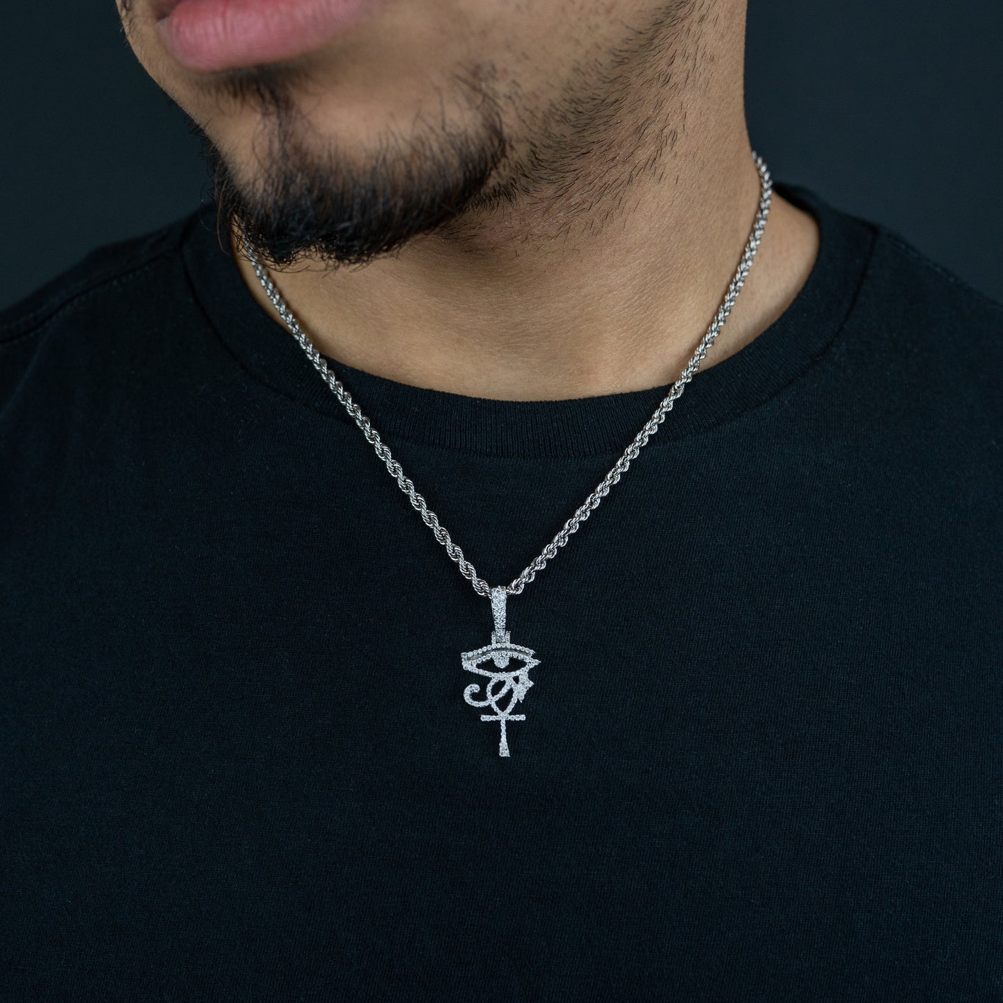14k Eye of Horus Ankh Diamond Pendant 0.64 ctw