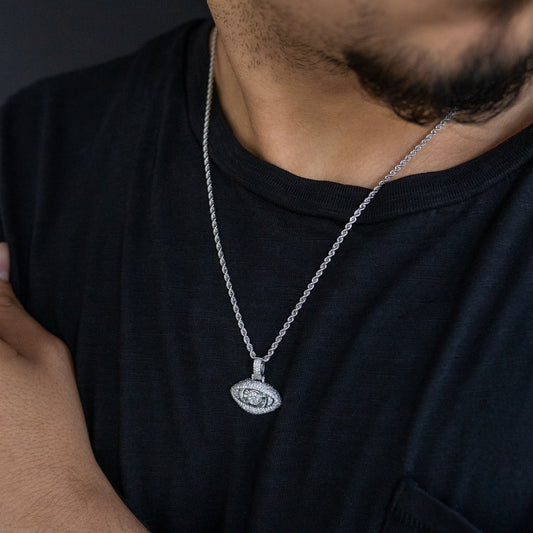 14K White Gold Baguette Eye Pendant 1.39 ctw