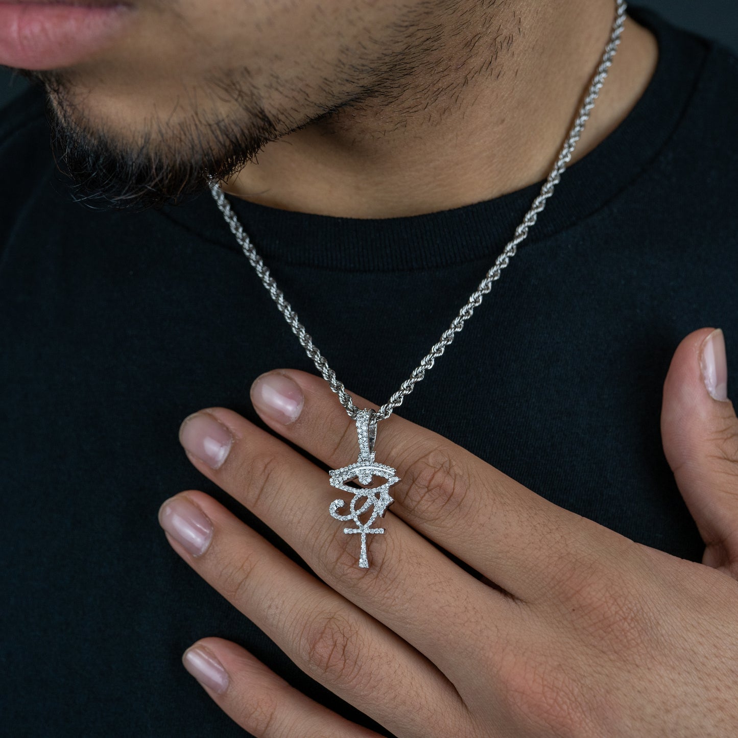14k Eye of Horus Ankh Diamond Pendant 0.64 ctw