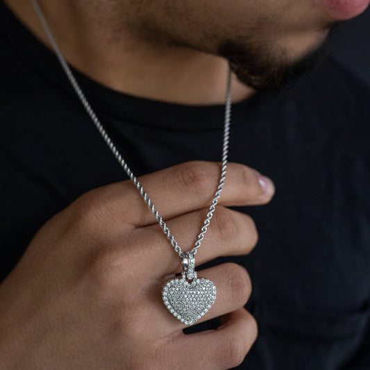 14k White Gold Diamond Heart Pendant 1.60 ctw