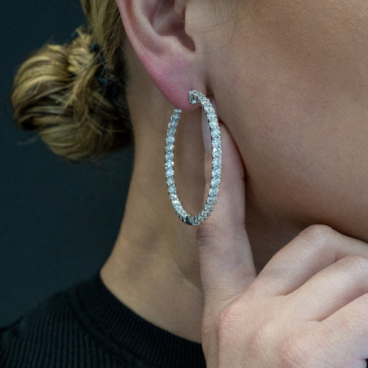 14k White Gold Diamond Hoop Earrings 11.02 ctw