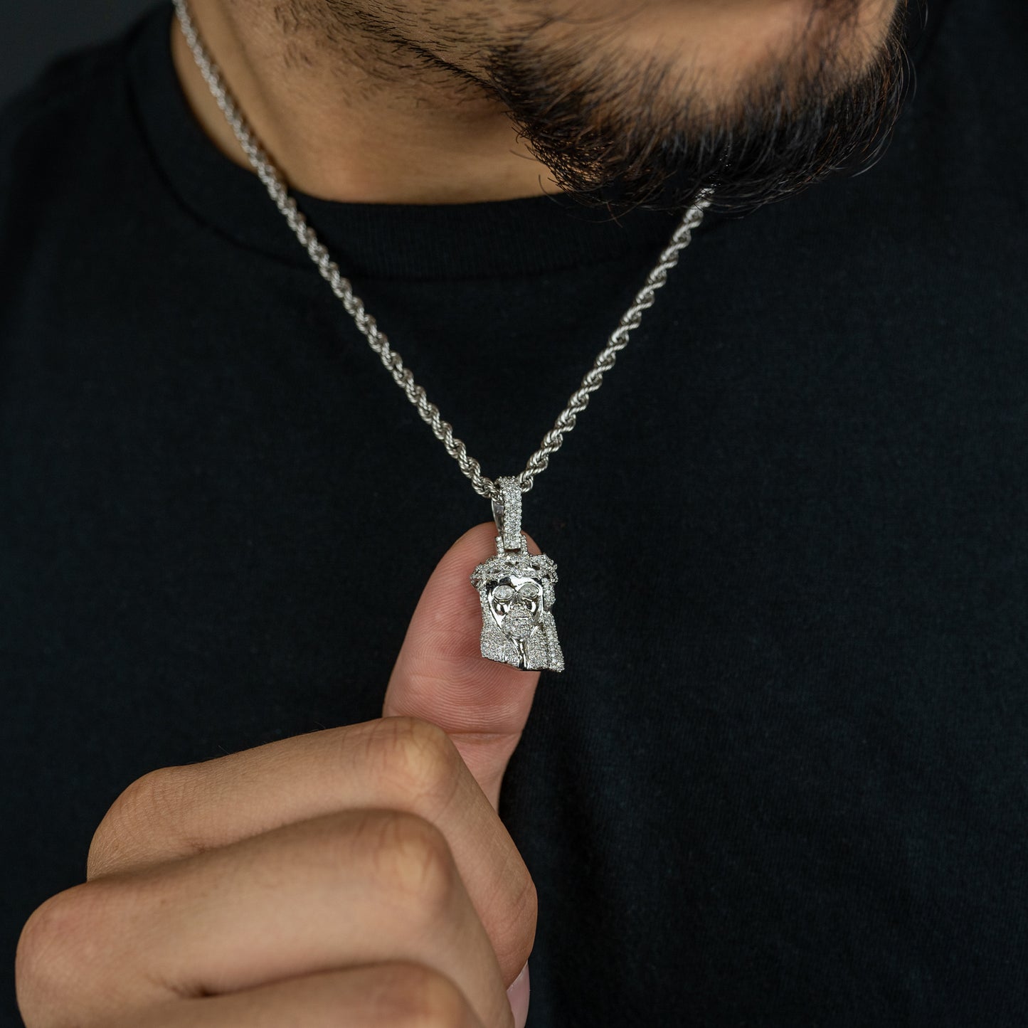 14K Jesus Head Diamond Pendant 0.45 ctw