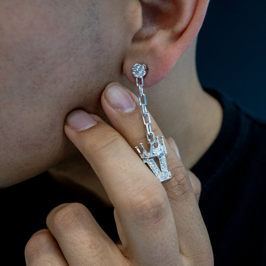 14K White Gold Diamond Customizable Dangle Earring 2.00 CTW