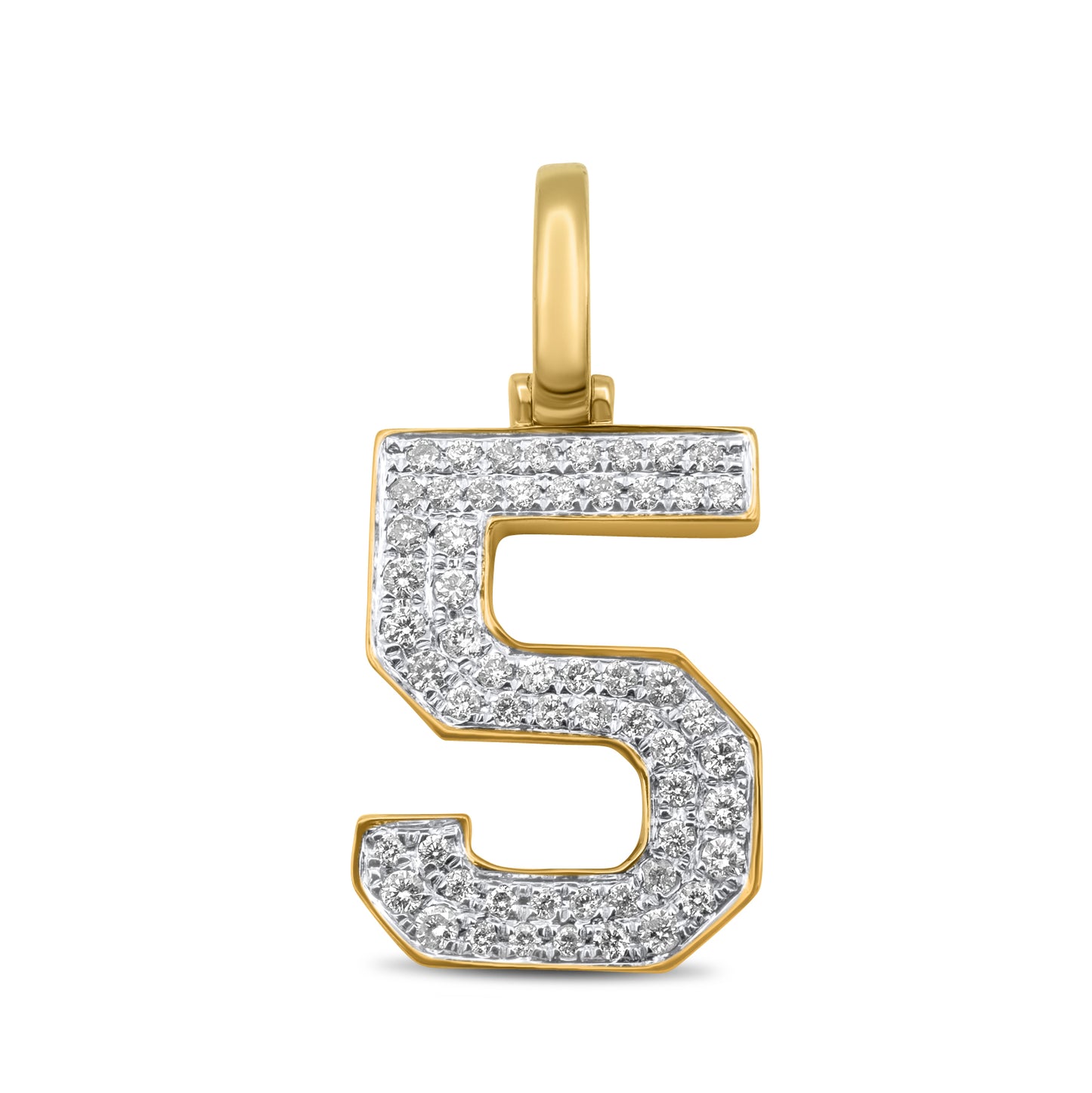 10k Yellow Gold Diamond Number 5 Pendant 0.51 ctw