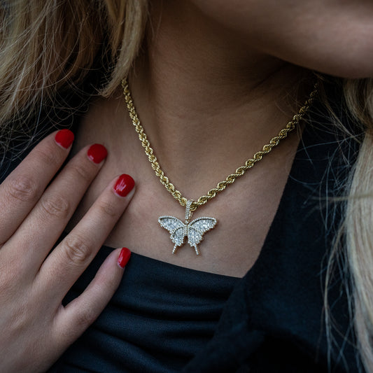 14K Butterfly Diamond Pendant 1.26 ctw