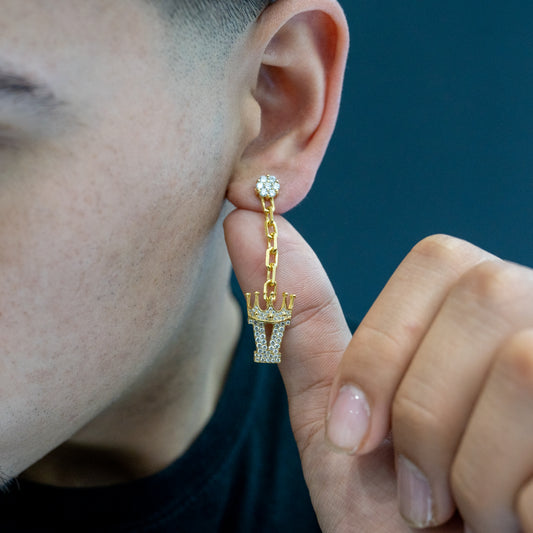 14K Yellow Gold Diamond Customizable Dangle Earring 2.00 CTW