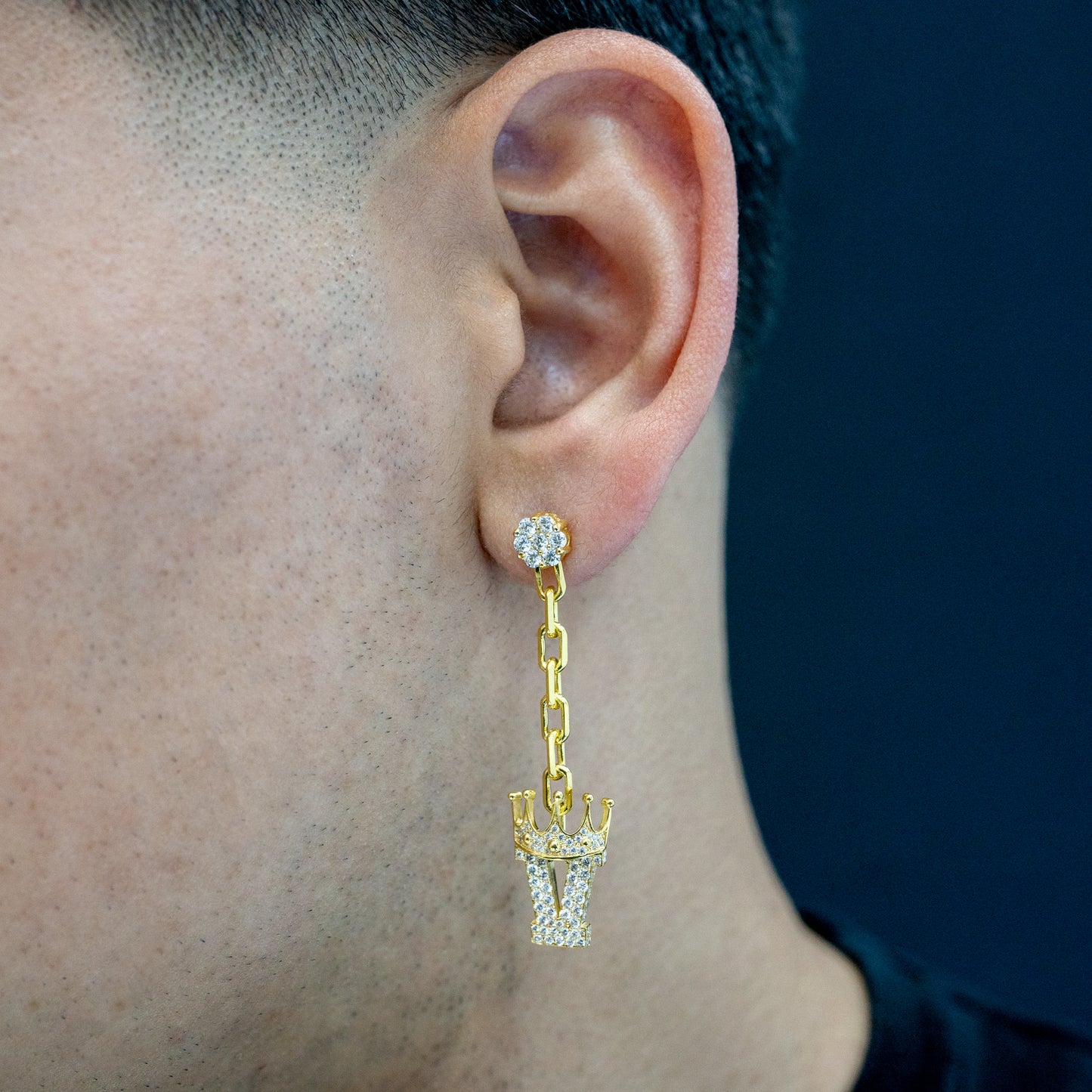 14K Yellow Gold Diamond Customizable Dangle Earring 2.00 CTW