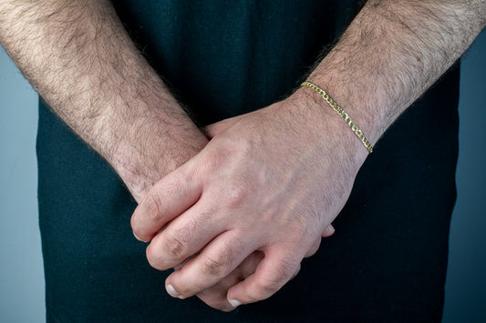 10k Semi-Solid Yellow Gold Flat Cuban Link Bracelet 3.55-5mm