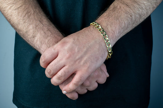 10k Semi-Solid Yellow Gold Flat Cuban Link Bracelet 9.05-11.03mm