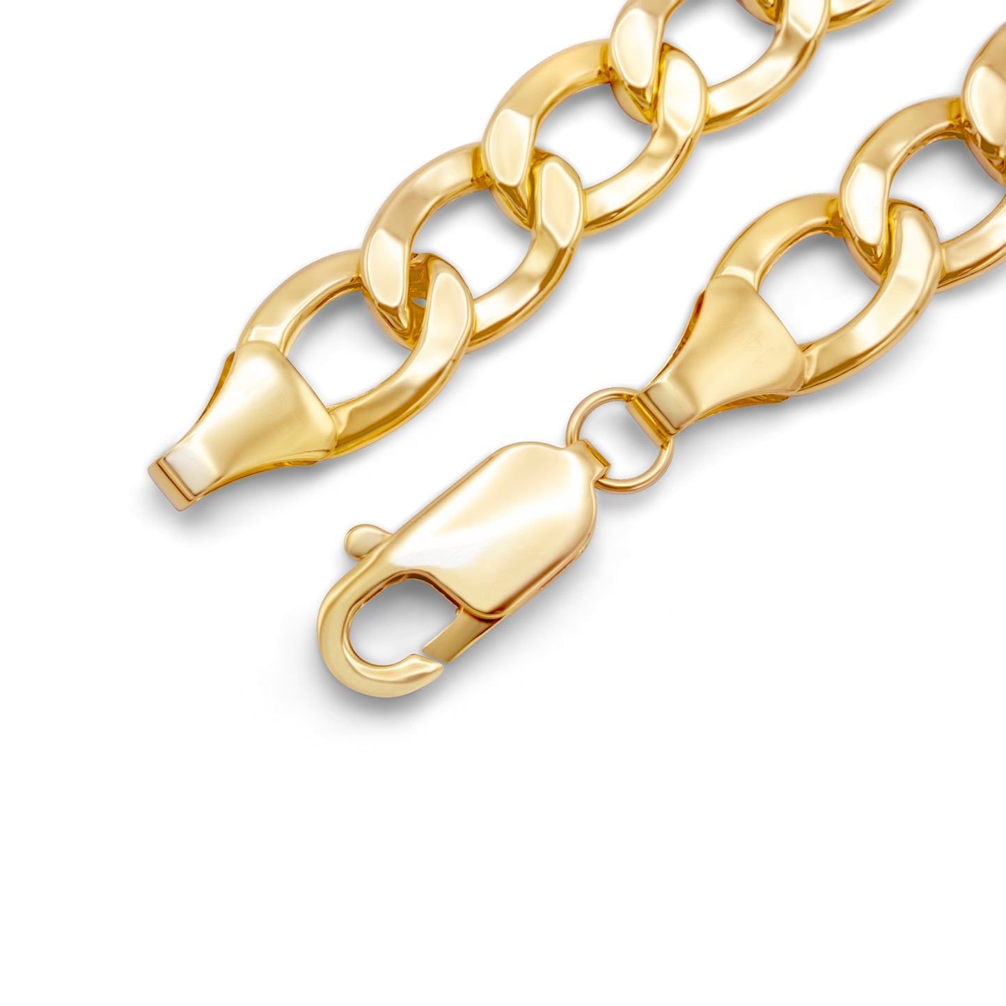 10k Semi-Solid Yellow Gold Flat Cuban Link Bracelet 9.05-11.03mm