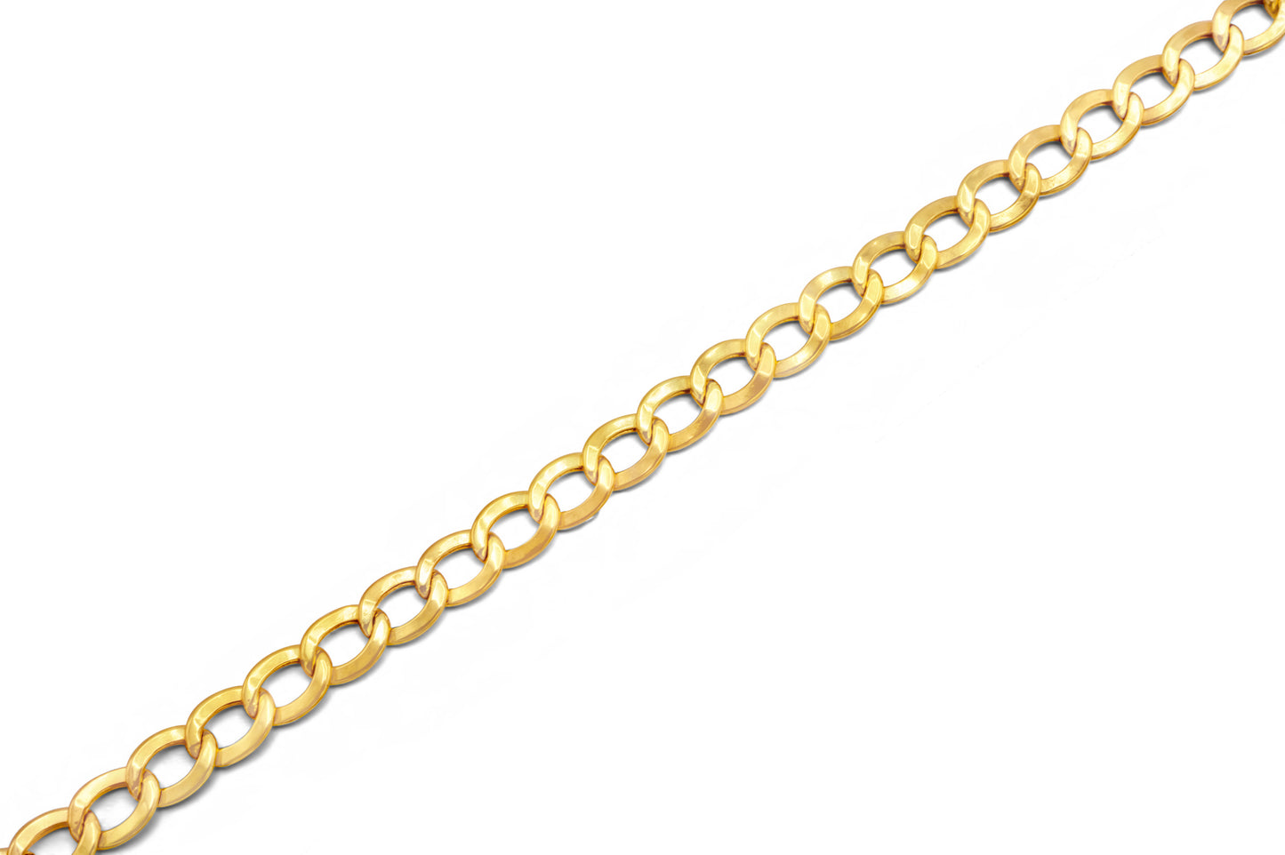 10k Hollow Yellow Gold Flat Cuban Link Bracelet 11.03mm