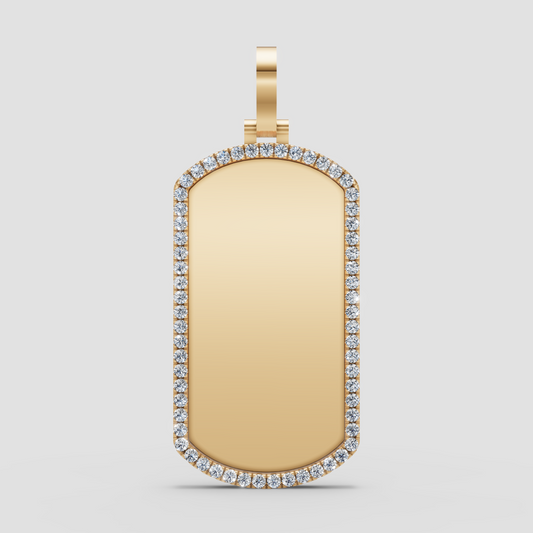 10k-14k Diamond Dog Tag Pendant .80ctw-1.00ctw