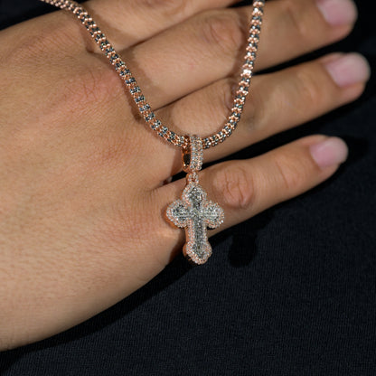 10k Gold Diamond Baguette Cross Pendant 0.88ctw