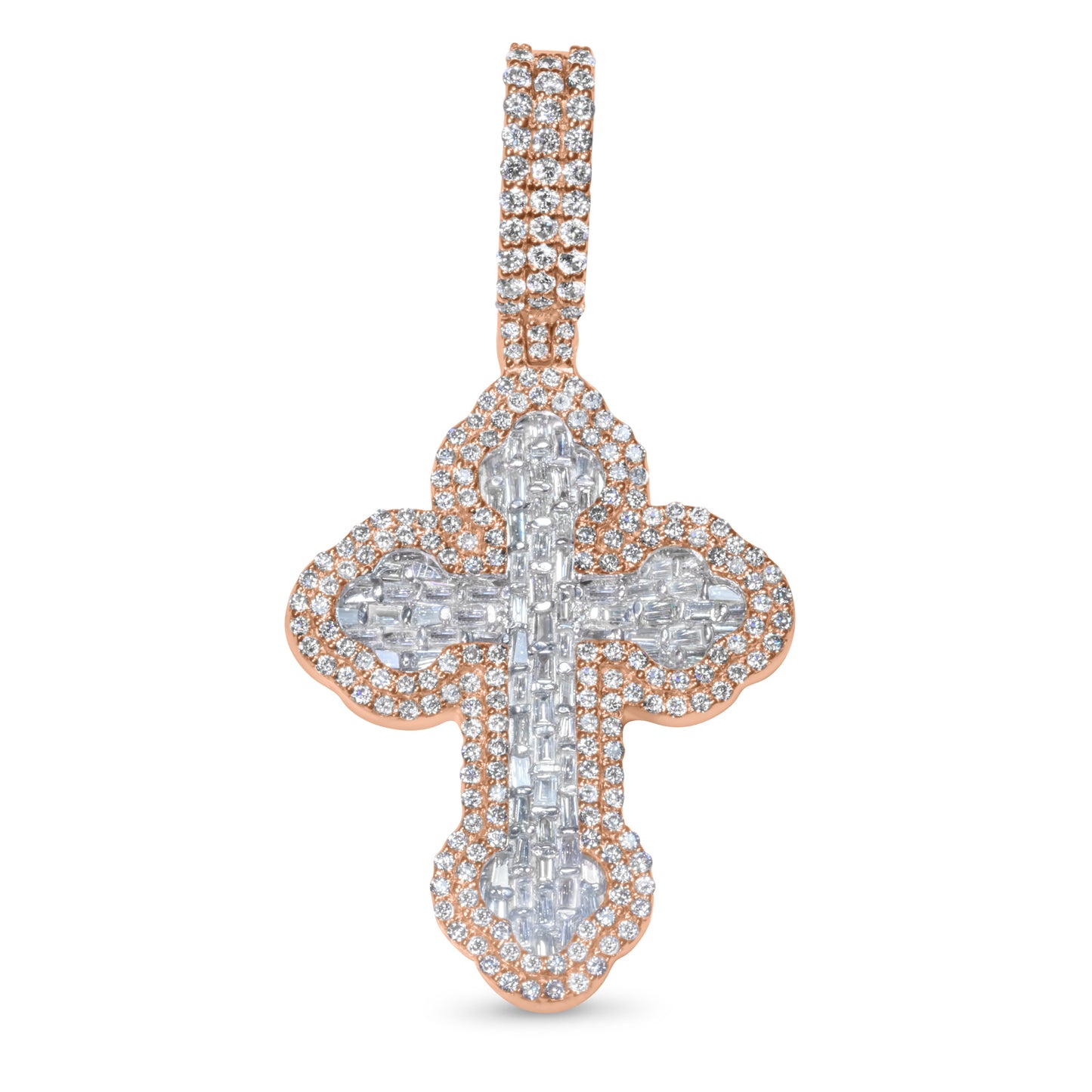 10k Gold Diamond Baguette Cross Pendant 0.88ctw