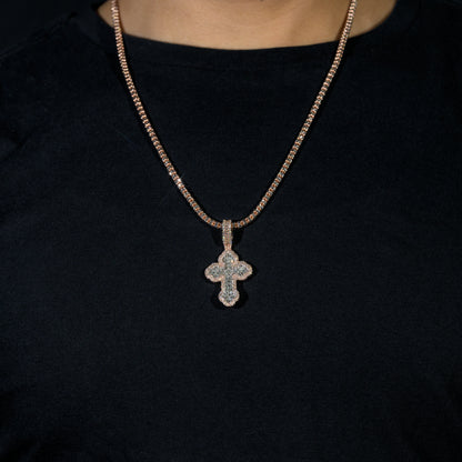 10K Solid Gold Diamond Baguette Cross Pendant 1.75ctw