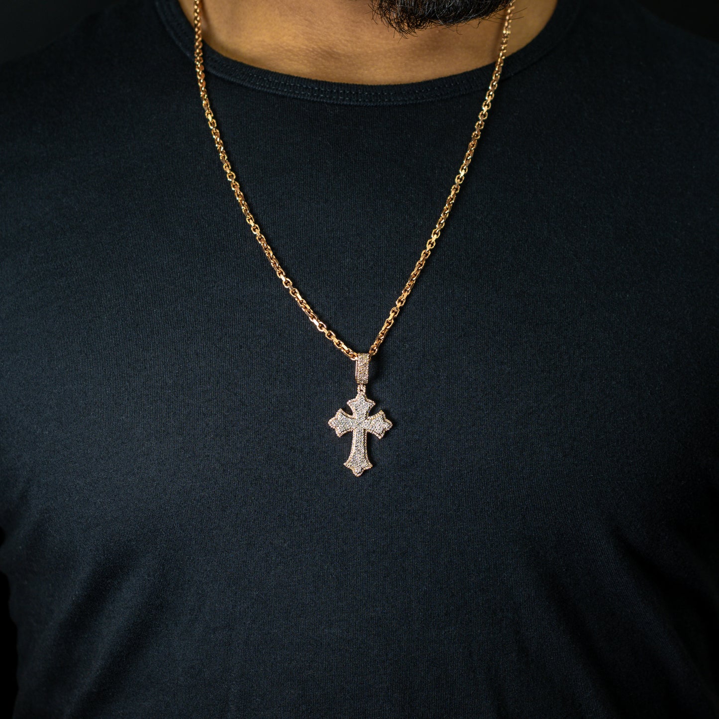 10k Solid Gold Diamond Cross Pendant 0.80ctw