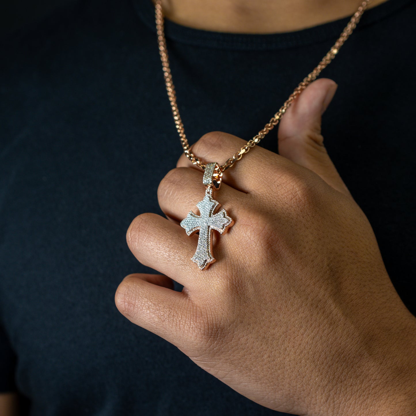 10k Solid Gold Diamond Cross Pendant 0.80ctw