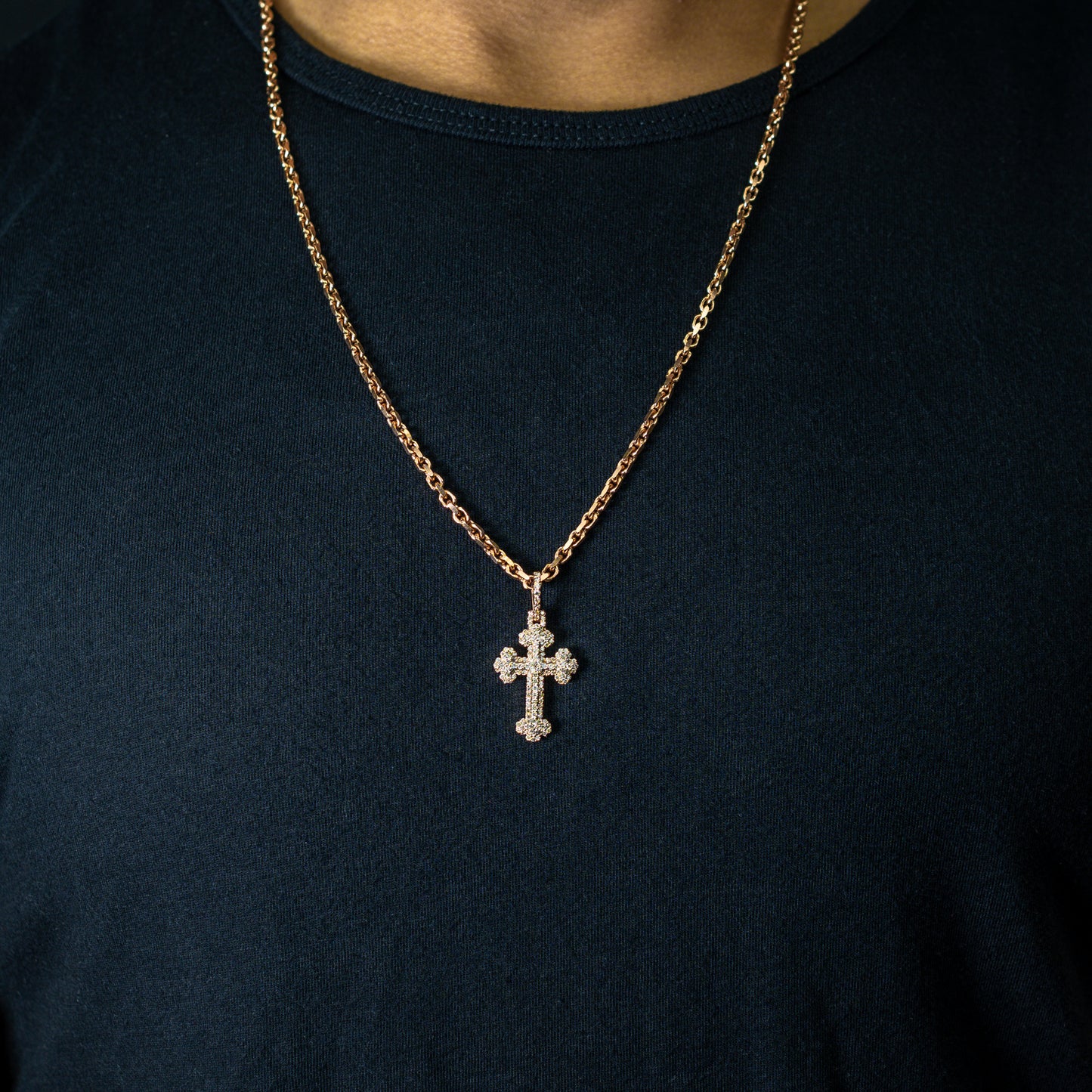 10k Solid Gold Diamond Cross Pendant 0.88ctw