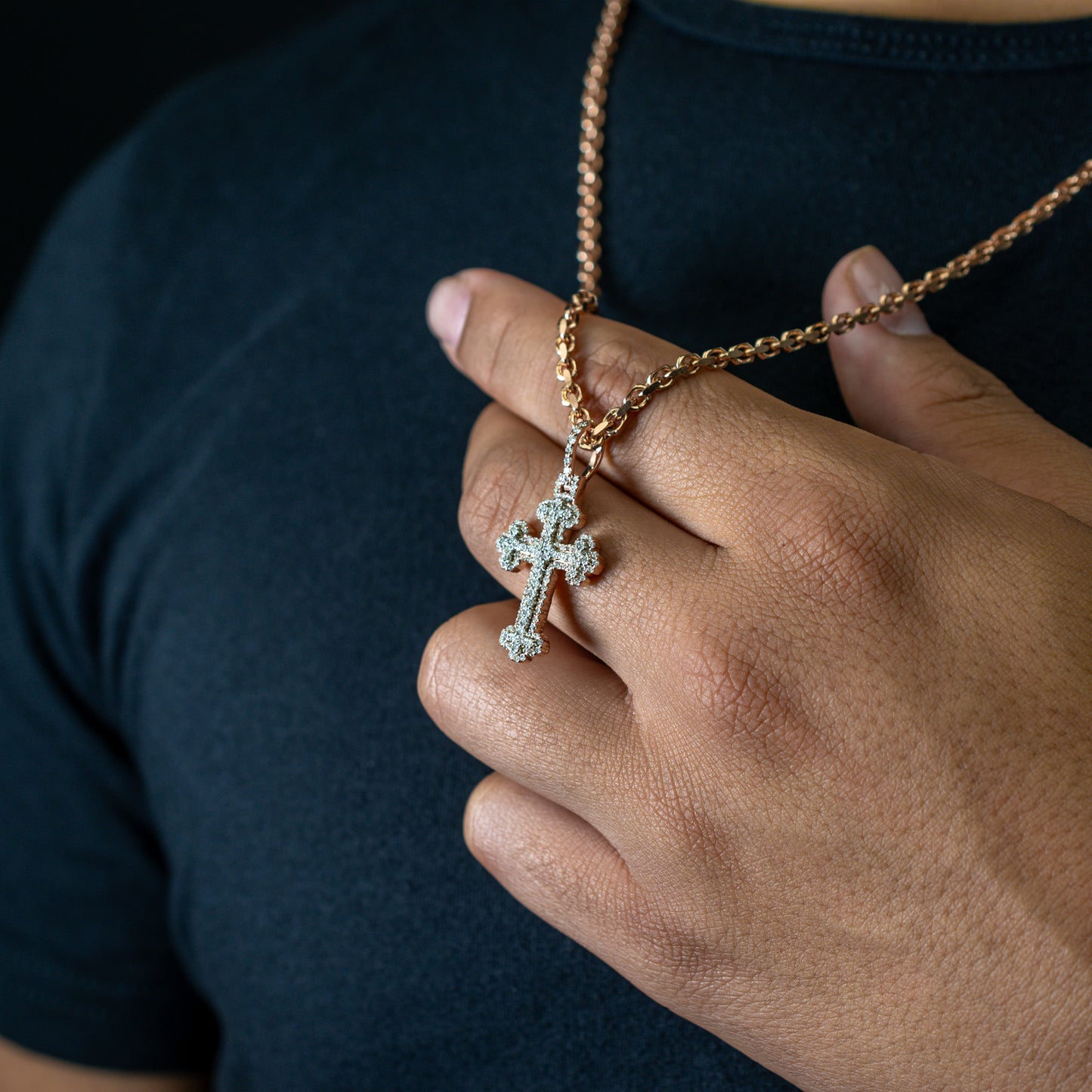 10k Solid Gold Diamond Cross Pendant 0.88ctw