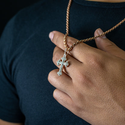 10k Solid Gold Diamond Cross Pendant 0.88ctw