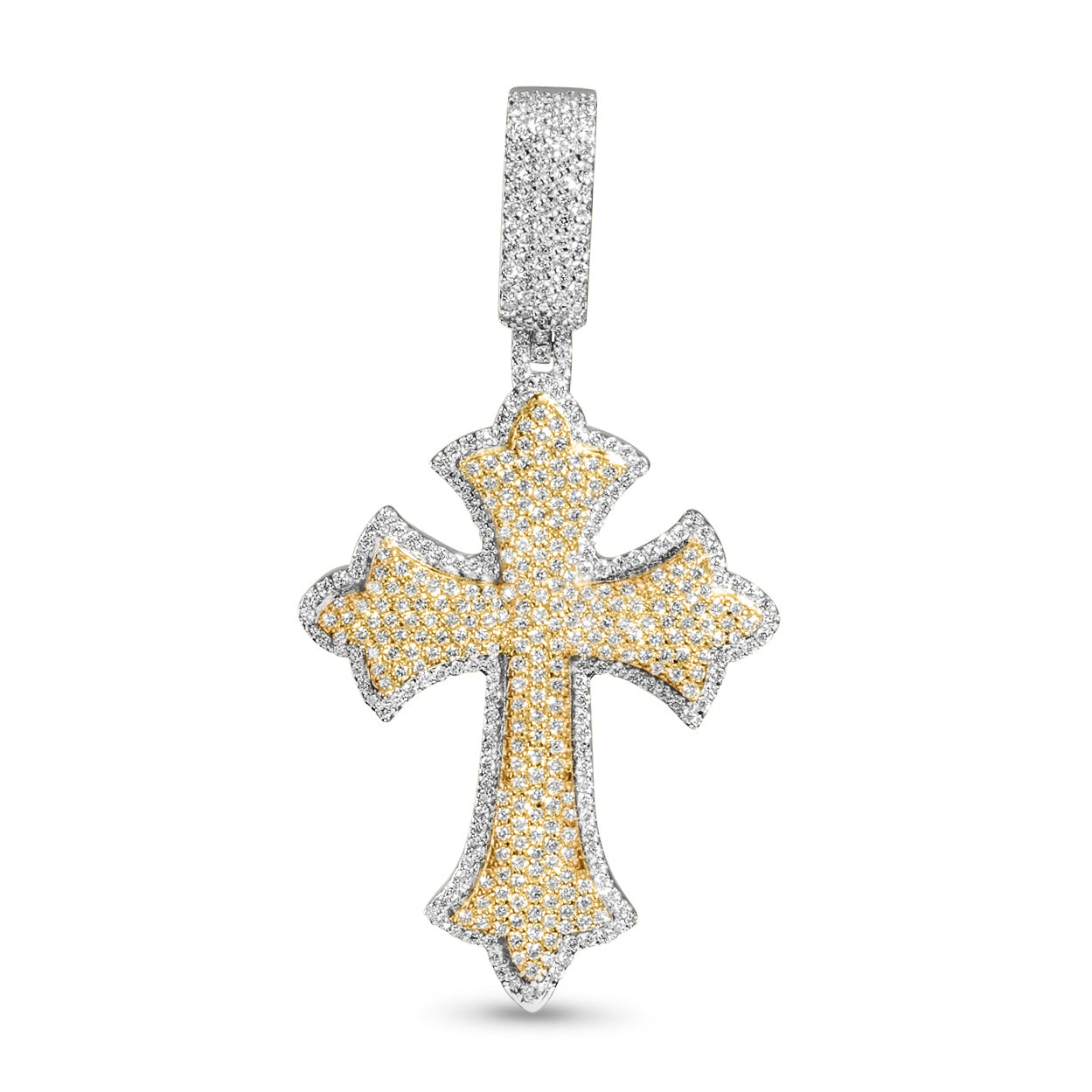 10k Solid Gold Diamond Cross Pendant 0.80ctw