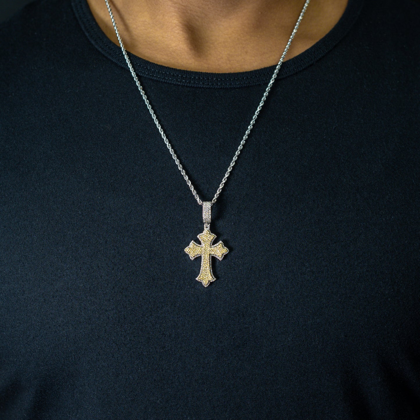 10k Solid Gold Diamond Cross Pendant 0.80ctw