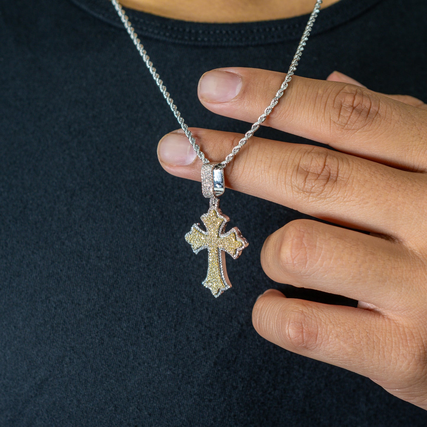 10k Solid Gold Diamond Cross Pendant 0.80ctw